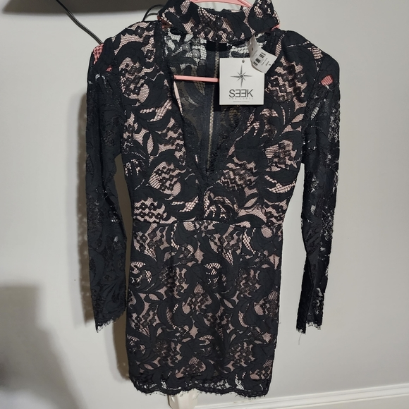 Seek the Label LF Lace Dress Mini Long Sleeve Small - Picture 6 of 8